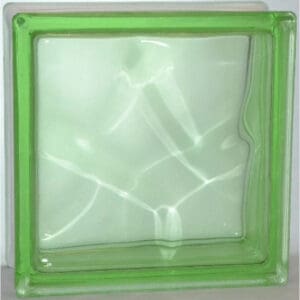Стеклоблок волна зелёный окраска в массе Vitrablok 19x19x8