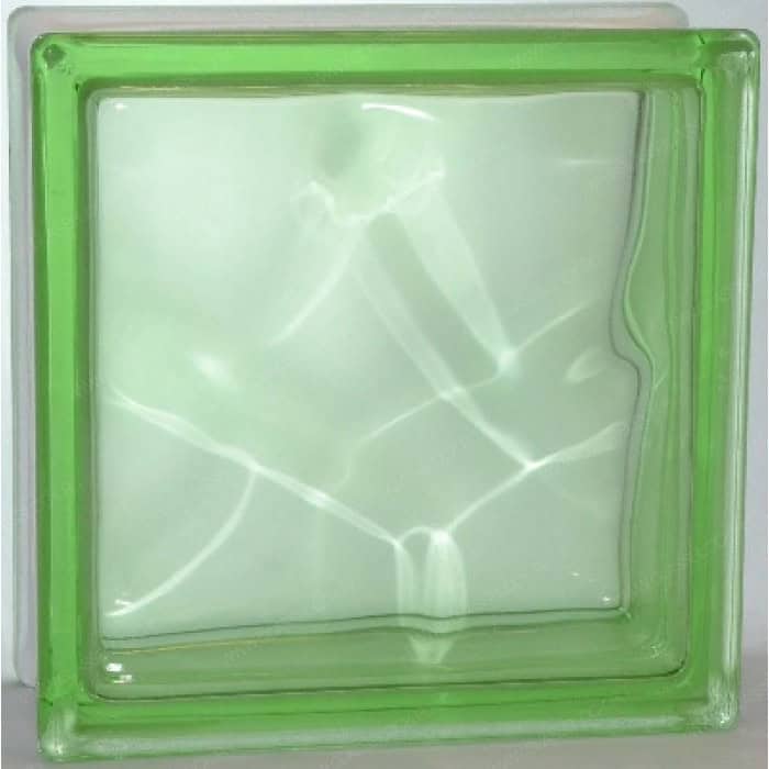 Стеклоблок волна зелёный окраска в массе Vitrablok 19x19x8