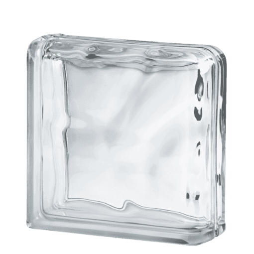 Завершающий стеклоблок бесцветный волна Vitrablok 19x19x8