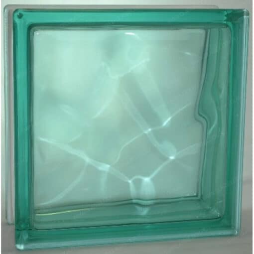 Стеклоблок волна бирюза окраска в массе Vitrablok 19x19x8