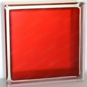 Стеклоблок гладкий красный окрашенный изнутри Vitrablok 19х19х8