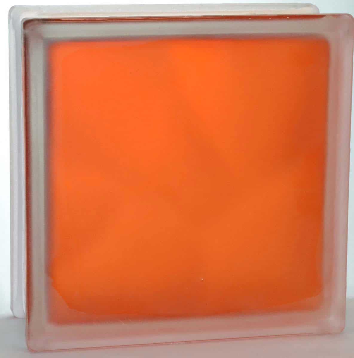 Стеклоблок полуматовый Оранжевый (матовый с одной стороны) Vitrablok 19x19x8 окрашенный изнутри