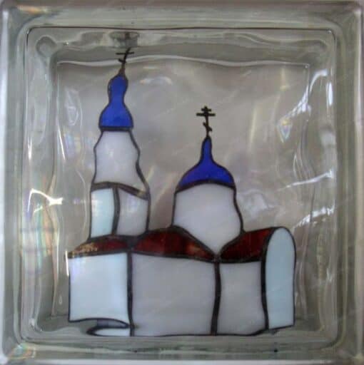 Стеклоблок декоративный 19x19x8 см ВИ_017 (Б) Церковь
