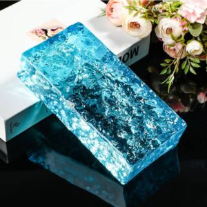Стеклянный кирпич Glassio Ice голубой 20х10х5 см