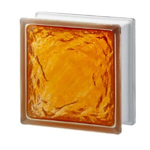 Стеклоблок Айс оранжевый Vitrablok 19,7x19,7x8