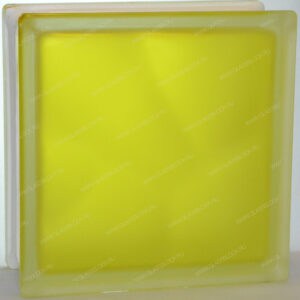 Стеклоблок полуматовый желтый волна (матовый с одной стороны) Vitrablok 19x19x8 окрашенный изнутри