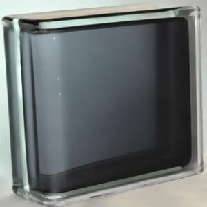 Торцевой стеклоблок черный гладкий окрашенный изнутри Vitrablok 19x19x8 — вид спереди