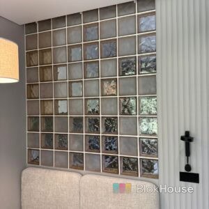 Стеклоблок волна желтый окрашенный изнутри Vitrablok 19х19х8