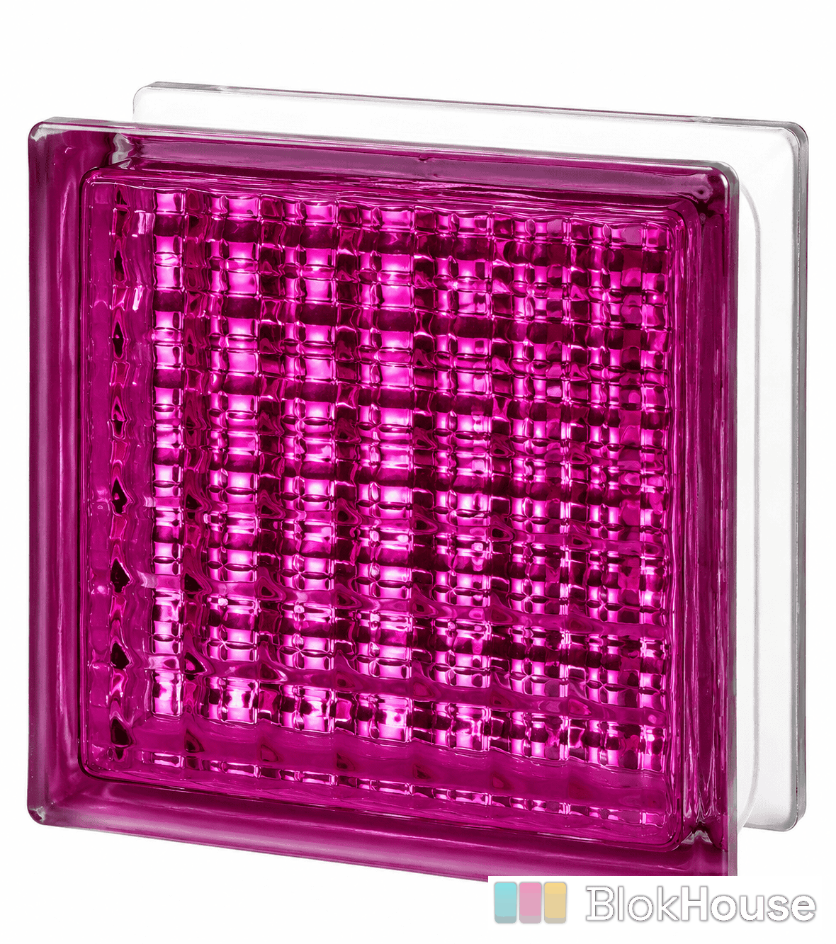 Стеклоблок сона малиновый, окрашенный изнутри Vitrablok 19×19×8