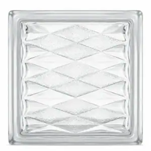 Стеклоблок бесцветный ромб Vitrablok 19×19×8 см — крупные ромбы с матовой серединой, вид спереди