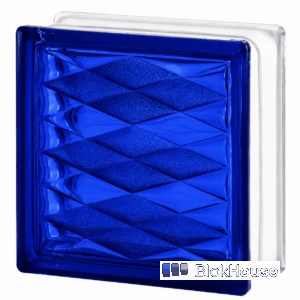 Стеклоблок ромб синий окрашенный изнутри Vitrablok 19х19х8