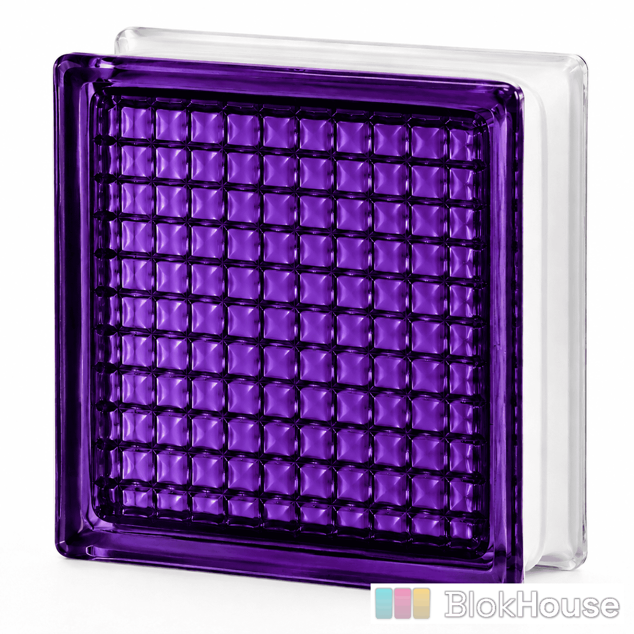 Стеклоблок сетка фиолетовый окрашенный изнутри Vitrablok 19х19х8