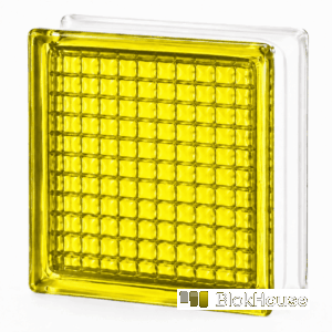 Стеклоблок сетка жёлтый окрашенный изнутри Vitrablok 19х19х8