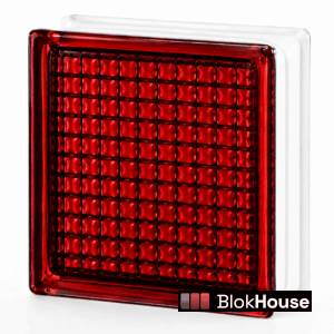 Стеклоблок сетка красный окрашенный изнутри Vitrablok 19х19х8