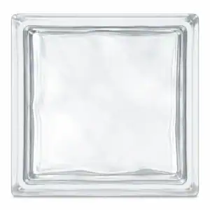 Стеклоблок бесцветный волна Vitrablok 19×19×8 см — пологая текучая волна по всей лицевой стороне, вид спереди