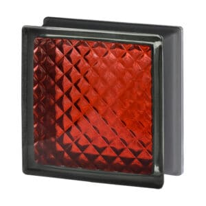 Стеклоблок инка красный черный бриллиант Vitrablok 19х19x8