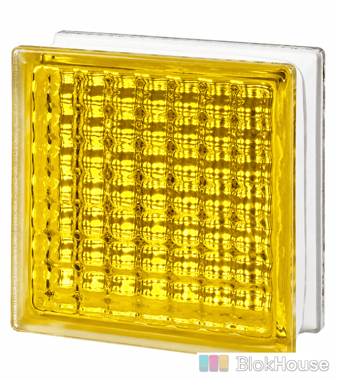 Стеклоблок сона желтый, окрашенный изнутри Vitrablok 19×19×8
