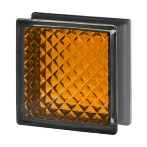 Стеклоблок инка оранжевый черный бриллиант Vitrablok 19х19x8